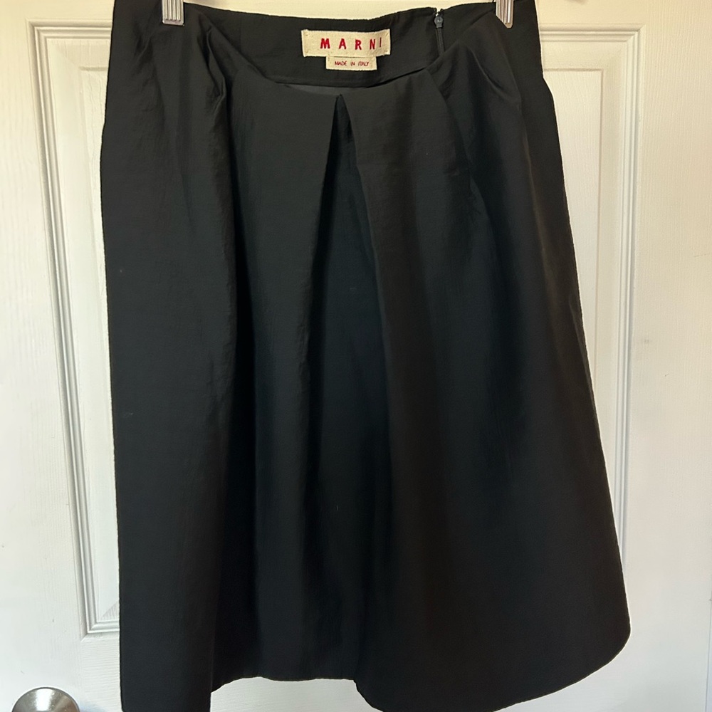 MARNI Classic Black Pleated Skirt Made In Italy US 8